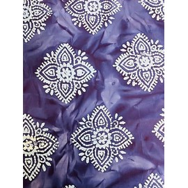 Dark Blue Hues Batik Hand-Printed 100% Cotton Fabric - 110cm Wide, 120gsm, Distinctive Colors and Designs, 92cm Length (36 Inches)