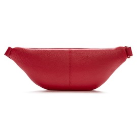 Lazarotti Bologna Women's Leather Belt Bag, Adjustable Shoulder Strap, Large Bum Bag 31 cm, red