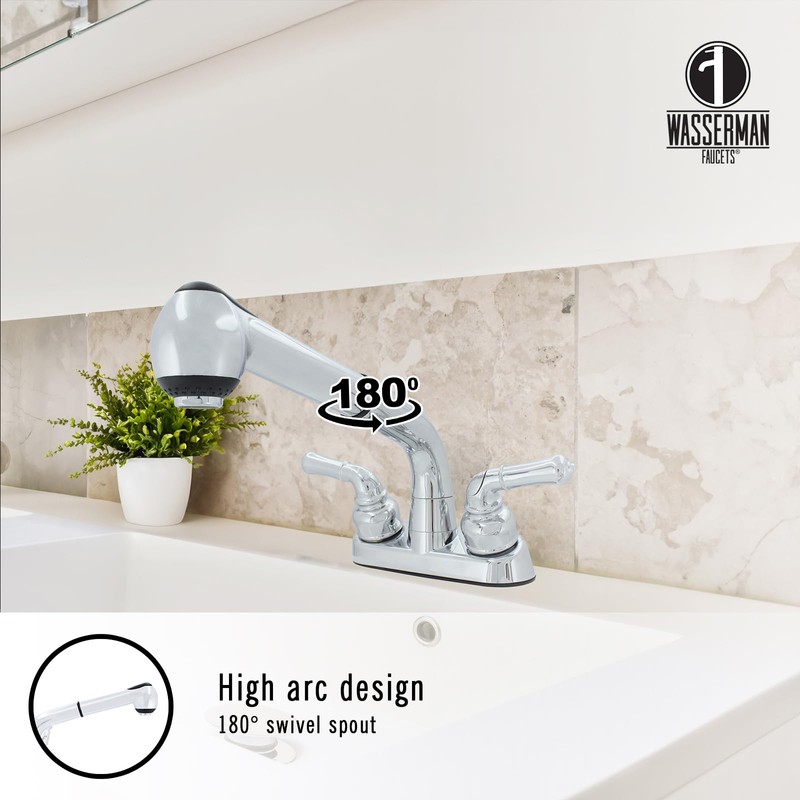 Wasserman 2 Handle Utility/Laundry/Shop Sink Faucet with Pull Out Sprayer