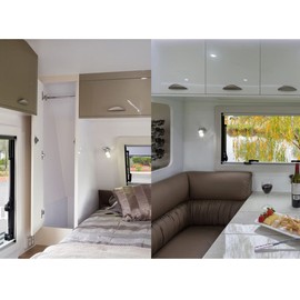 Dream lighting RV Reading Lights with USB 12V LED Bedside Book Lamps for Interior Automotive RV Trailer, Blue & Cool White Light, Brushed Nickel-Plated, Pack of 2