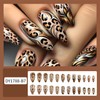 Medium Almond Press on Nails Leopard Print Fake Nails Leopard