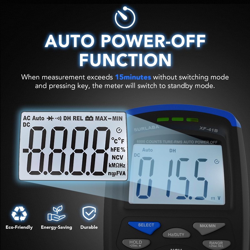 SURLABA Smart Digital Multimeter, XF-41B Spannung Amperemeter AC DC 600V,