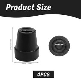 4 Pcs Cane Tips Rubber Ferrule,19 mm 3/4" Black Ferrules Heavy Duty Cane Walking Sticks Tips Ends,Non-Slip Walking Pole Rubber Tips Replacement Cane Tips for Most Hiking Sticks, Trekking Poles, Walkin