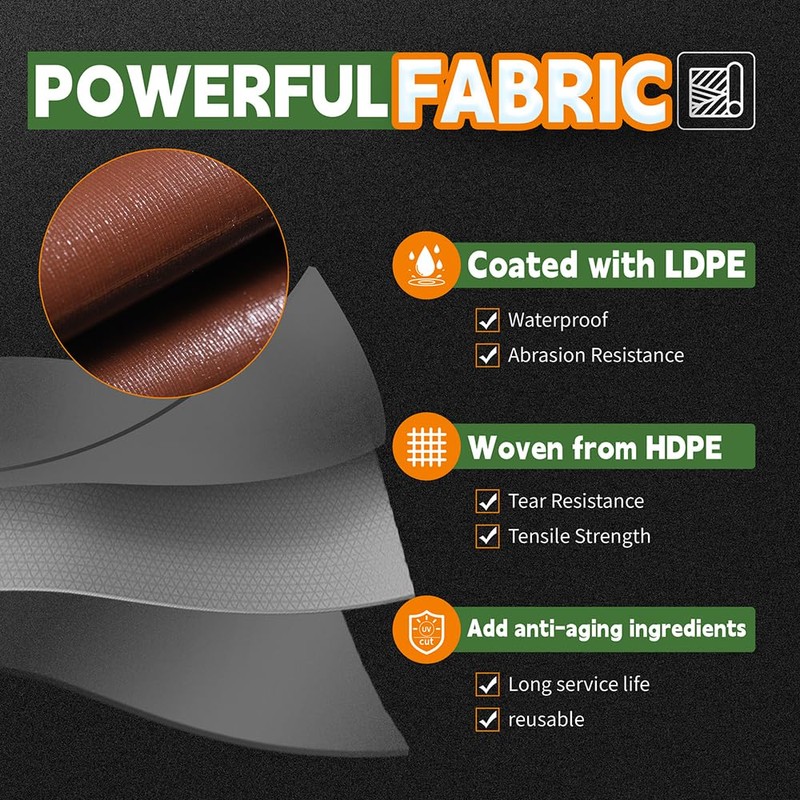 RAINDEWAY 4x8 Feet Super Heavy Duty 18 Mil Brown Poly