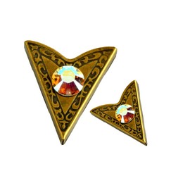 HHH Design Amber Stone Collar Tips - Brass Finish - Western Collar Tip - Dress Shirt Collar Stays - Collar Stays for Men & Women