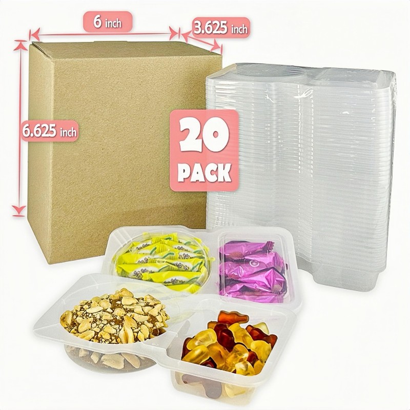 LACEEZEN 20Pack Reusable Snack Containers with Lids, Two Compartment Condiment