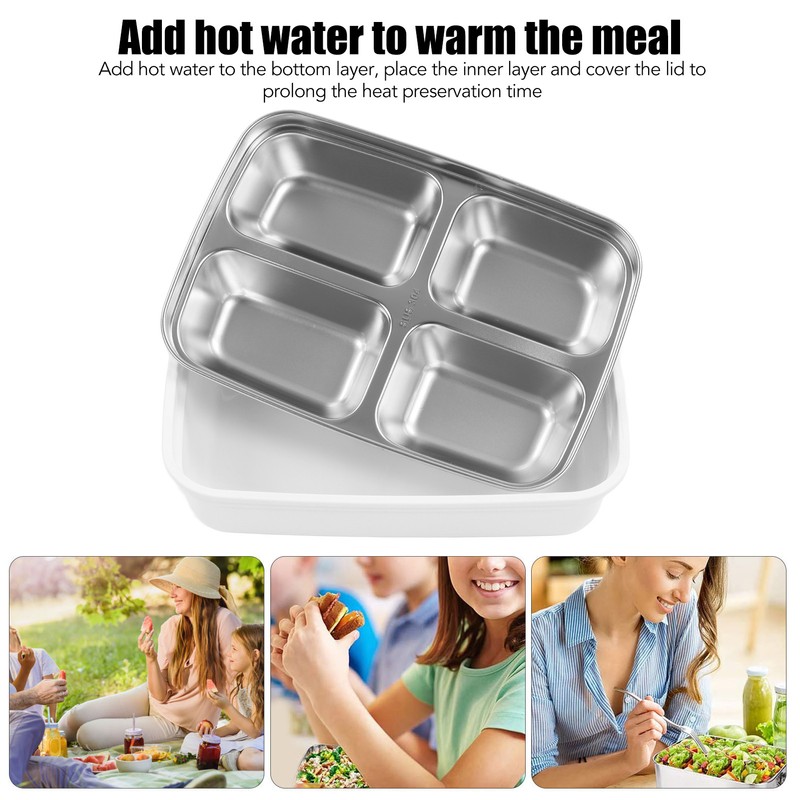 Lunch Box 4 Compartments 304 Stainless Steel Tableware Portable Lunch