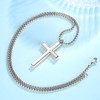 REVEMCN Simple Men’s Stainless Steel Cross Pendant Chain Necklace for