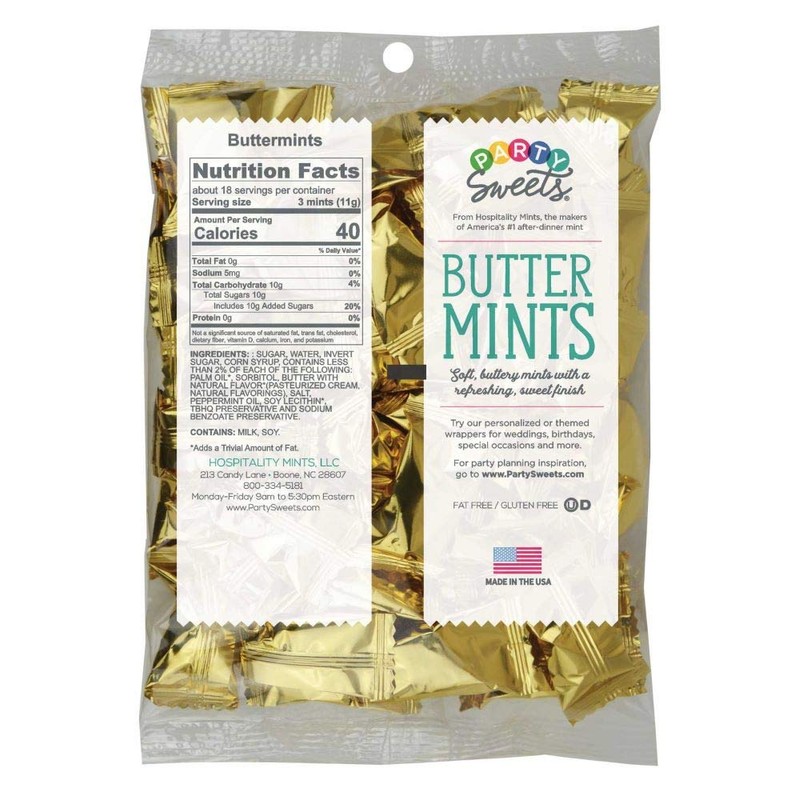 Party Sweets By Hospitality Mints Metallic Gold Buttermints, 7-Ounce Bags