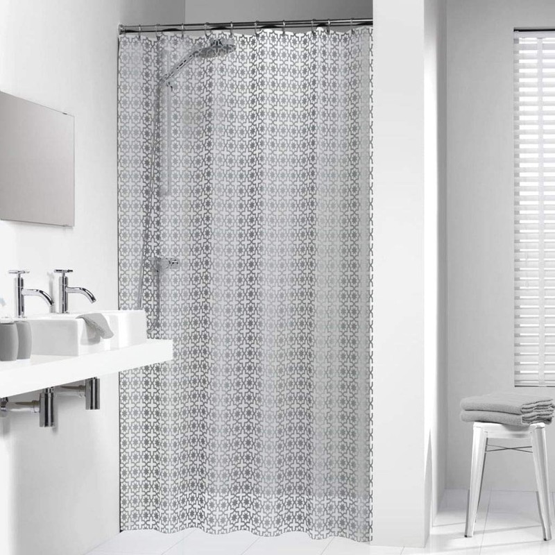 Sealskin Hammam Shower Curtain, PEVA, Silver, 180 x 200 cm