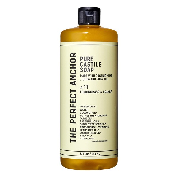 The Perfect Anchor Pure Castile Soap, 32 fl oz (944 ml), Lemongrass & Orange, Body Soap