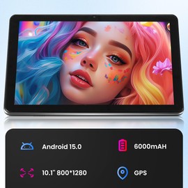 Keoaxll Android 15 Tablet, 10.1 Inch 18GB RAM 128GB ROM, 1TB Expandable, 1280 * 800 HD Display, 5G WiFi, BT5, 6000mAh Battery, GMS