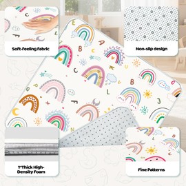 Baby Play Mat, 1-Inch Thick Foam 50" X 50" Playpen Mat,Waterproof & Non - Slip Playmat for Baby Play on Floor, Wipe - Clean, Ideal for Infants, Toddlers & Kids' Crawling and Tummy Time(Rainbow)
