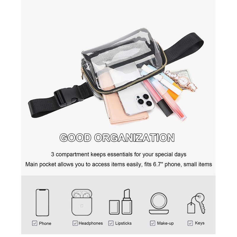 Hiflyer Clear Fanny Pack Stadium Approved, Crossbody Belt Bag for