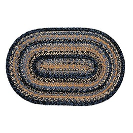 IHF Home Decor |River Shale Premium Braided Collection | Primitive, Rustic, Country, Farmhouse Style | Jute/Cotton | 30 Days Risk Free | Accent Rug/Door Mat | Blue, Black, Tan | 27"x48" Oval