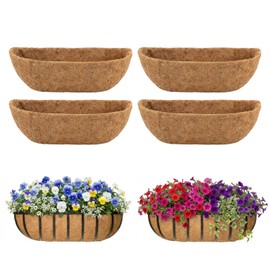 4 Pcs 24" Trough Coco Liner for Planter, 100% Natural Coco Fiber
