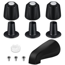 Tub Shower Trim Kit, Matte Black 3 Piece Shower Knob and Bath Tub Spout, Compatible with Pfister 3 Handles and Tub Shower Faucet, for 1/2'' Pipe Male Thread Connection，3/4'' IPS Pipe Inside Thread