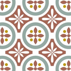 Draeger Paris Tile Stickers for Wall Tiles - Ideal for Kitchen and Bathroom - Set of 6 Square Stickers with Red Flowers Motif 15 x 15 cm
