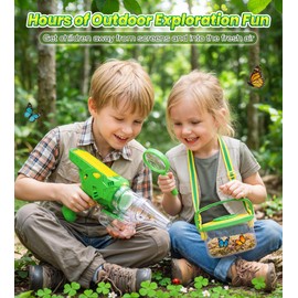 HAIMST Bug Catcher for Kids, Bug Vacuum Catching Kit with Bug Collector Butterfly Net Magnifying Glass Bugs Grabber Insect Catcher Tweezers, Outdoor Explorer Toys Gift for Kids Age 3-12