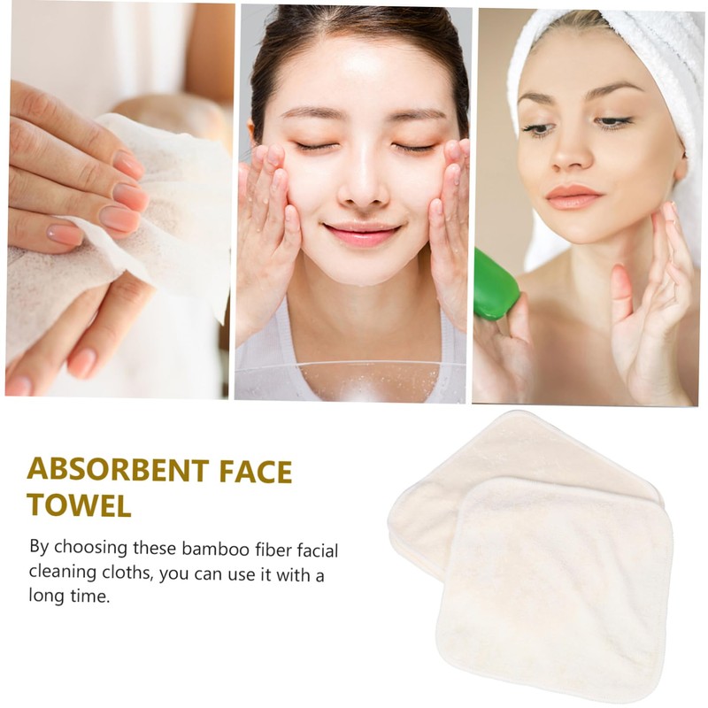 FOMIYES 5pcs Bamboo Fiber Face Cleaning Towels Reusable Absorbent Washcloths