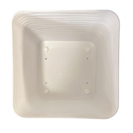 Plasvic, Maceta de plástico Cuadrada Acabado Acanalado a Rayas, Color Blanco Mate. Tamaño 23x23cm