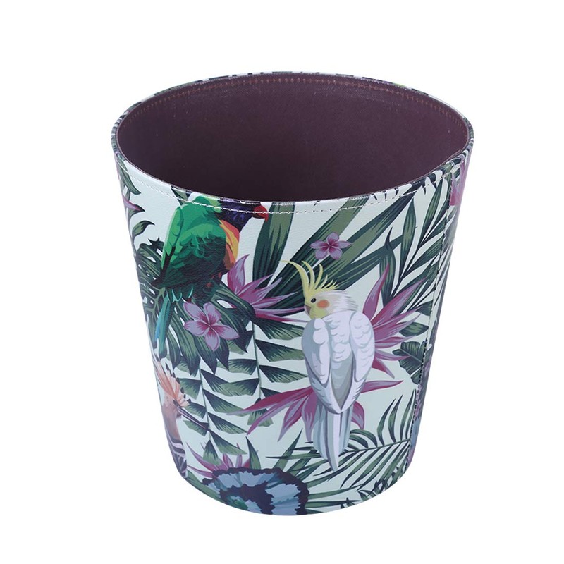 Scakbyer 10L/2.64 Gallon Trash Can, Decorative Waste Basket, PU Leather