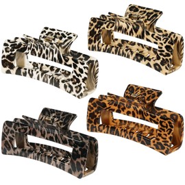 laxizar 4 Pcs Hair Clips 4.1 Inch Claw Clips Leopard Hair Accessories