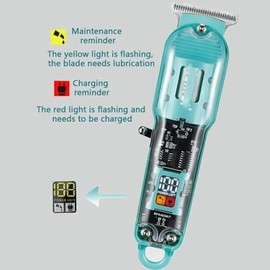 Hair Clippers for Men, Rechargeable Hair Cutting Machine Barber Shop Fade Professional Hair Clippers Cordless Trimmer Transparent (Color : Onecolor)