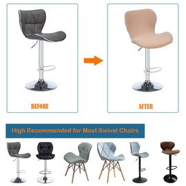 Bifaunvogel Counter Height Bar Chairs Cover Set of 4 Jacquard Swivel Bar Stools Slipcovers Stretchable Swivel Barstools Chair Covers Protector for Home Kitchen Bar Cafe Khaki