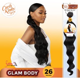 Sensationnel CKCO bundle weave hair - glam body synthetic weaving and sew in and pony tail styles - Curls kinks and co glam body 1 pack (26 inch, 2 DARKBROWN)