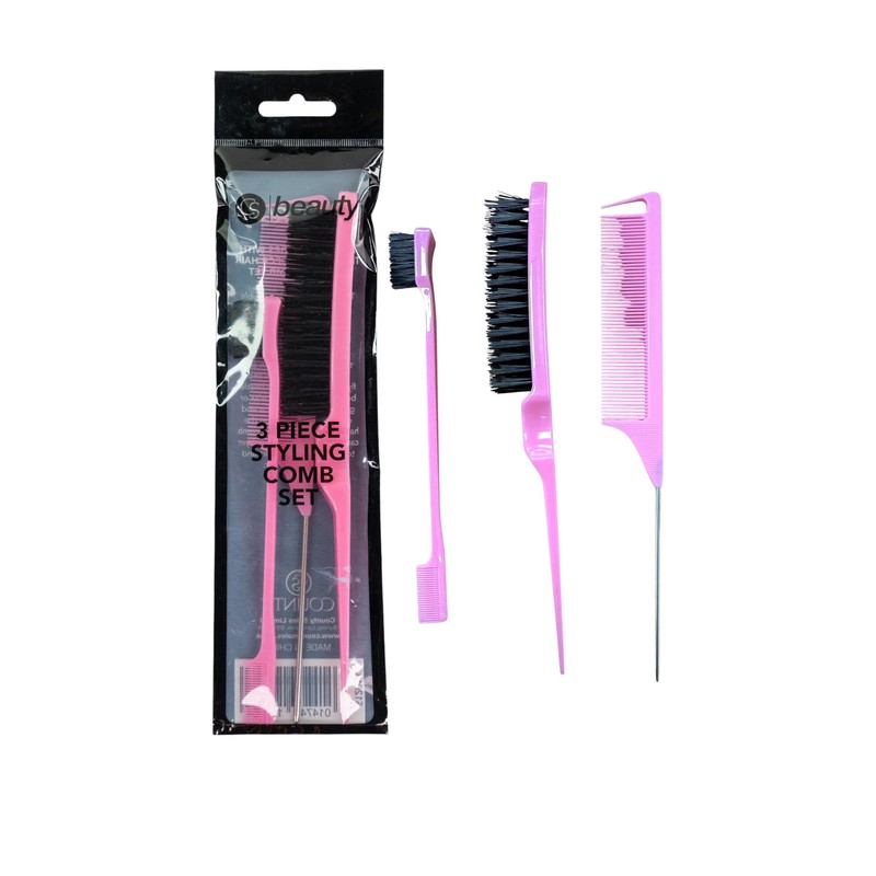 CS Beauty Professional Hair Styling Set, 3-Piece Comb Set with
