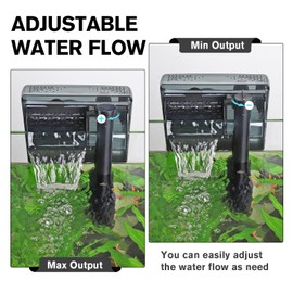 hygger Aquarium HOB Filter 105 GPH for 5-15 Gallon Fish Tank Power Filter with Adjustable Water Flow Extendable Intake Tube External Hang-On Back Filter