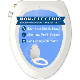 CLEAR REAR Elongated Bidet Toilet Seat – Non Electric Attachment for Toilets, Easy to Install Self Cleaning, Rear & Feminine Wash Nozzles, Adjustable Water Sprayer, Eco Friendly Hygienic Upgrade
