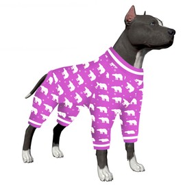 LovinPet Giant Pet Costume, Soft Cotton Dog pjs with Polar Bear Snowflake Print, Dog Clothing for Medium & Large Dogs, Dog Surgery Recovery Shirt,3XL