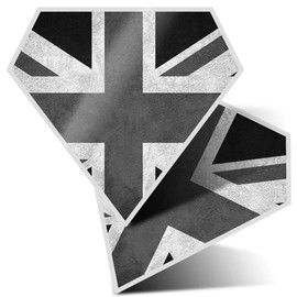 2 x 7.5cm Diamond Stickers - Black & White - Union Jack Flag GB UK England Decals 38186