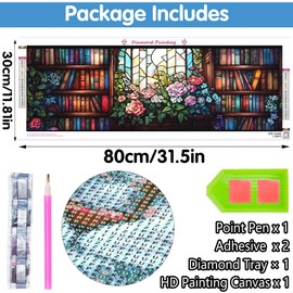 Reofrey Large Diamond Art Kits for Adults Flowers Book, 30x80cm/12x31.5inch Full Drill Round Rhinestone Big Diamond Painting Kit Landscape, Cross Stitch Embroidery Canvas for Crafts Home Wall Decor