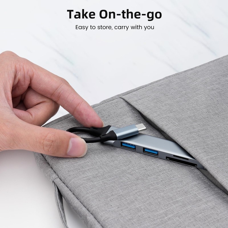 USB C Hub, USB C Adapter 5-in-1 with 2 USB