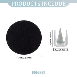 WEBEEDY 30 Sets BaseballButton Top Replacement Hats Buttons Hat Button Replacement Repair Making Supplies(Black)