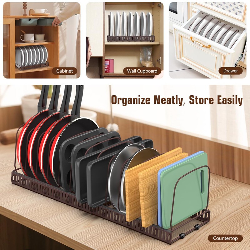 Housolution Cutting Board Organizer Rack, Expandable Baking Tray and Cookie