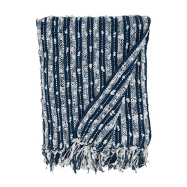 SARO LIFESTYLE Striped Fringe Throw Blanket