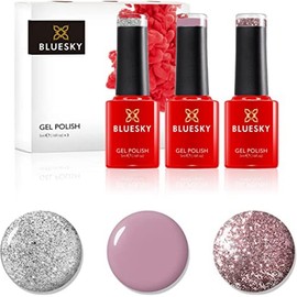 BLUESKY Gel Polish Set, Gel Nail Polish Set, Gel Nail Polish for Shiny and Beautiful Nails, Long Lasting for up to 3 Weeks, 3 x 5 ml (Bluesky Set 3 x 5 ml - Pink)