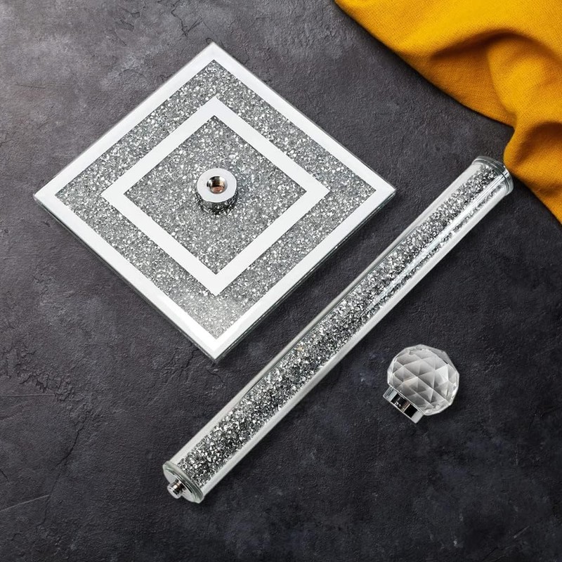 Crushed Diamond Ornaments Silver Crystal Filled Kitchen Roll Holder, 31cm,