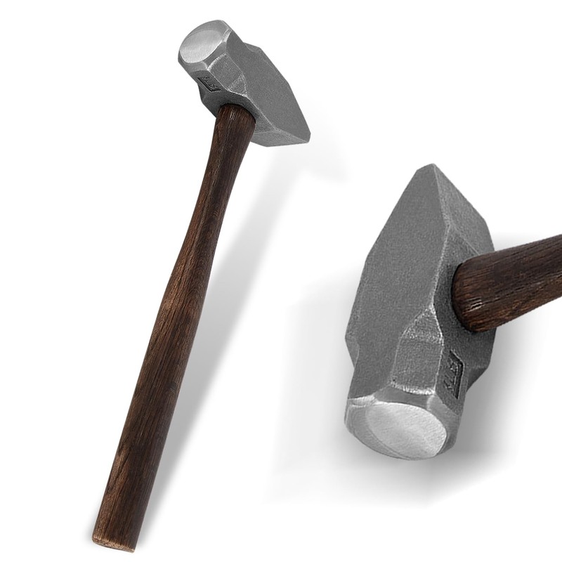 Blacksmith Hammer 4lb Heavy-Duty Forged Steel Cross Peen Hammer for