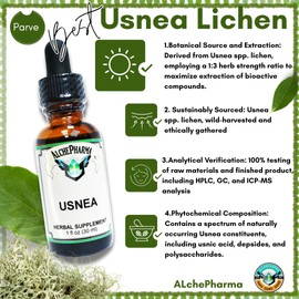 AlchePharma Usnea Herbal Supplement, 1 fl oz, Wild Harvested Lichen Extract, 30 Servings