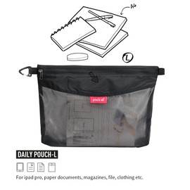 pack all Water-resistant Material Zipper Pouch, Mesh Zipper Bags for Storage, Travel, Office (Black, Large)