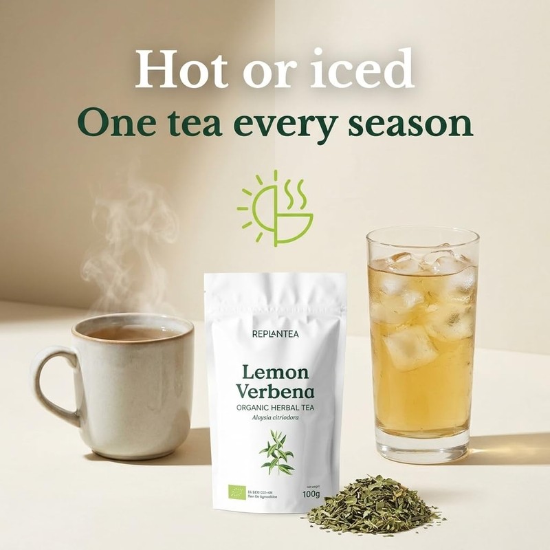 REPLANTEA Organic Lemon Verbena Tea 100g | Premium Cut Leaves