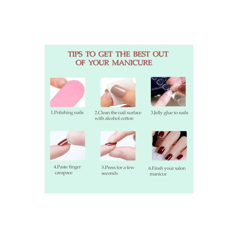 Uñas postizas blancas cortas cuadradas – 32 piezas de uñas