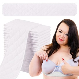 Toulite 20 Pcs Bra Liners for Sweat 24x3 Inch 3 Layer Washable Rectangle Cotton Under Breasts Pads for Women Absorb Sweating(White, L Size)