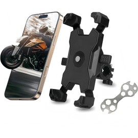 Porta Celular para Motocicleta con Sistema Auto Lock 1 Segundo, Sujeción con 4 Garras Anticaídas, Soporte de Manubrio con Almohadillas de Silicón, Fácil Instalación sin Herramientas