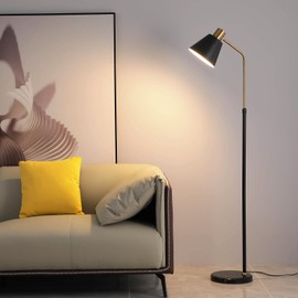 Dimmable Black Vintage Floor Lamps for Living Room Sofa Corner Bedroom Bedside Office,Unique Adjustable Standing Tall Reading Lights with Bright 12W LED Bulb, Modern Industrial Minimalist Home Decor